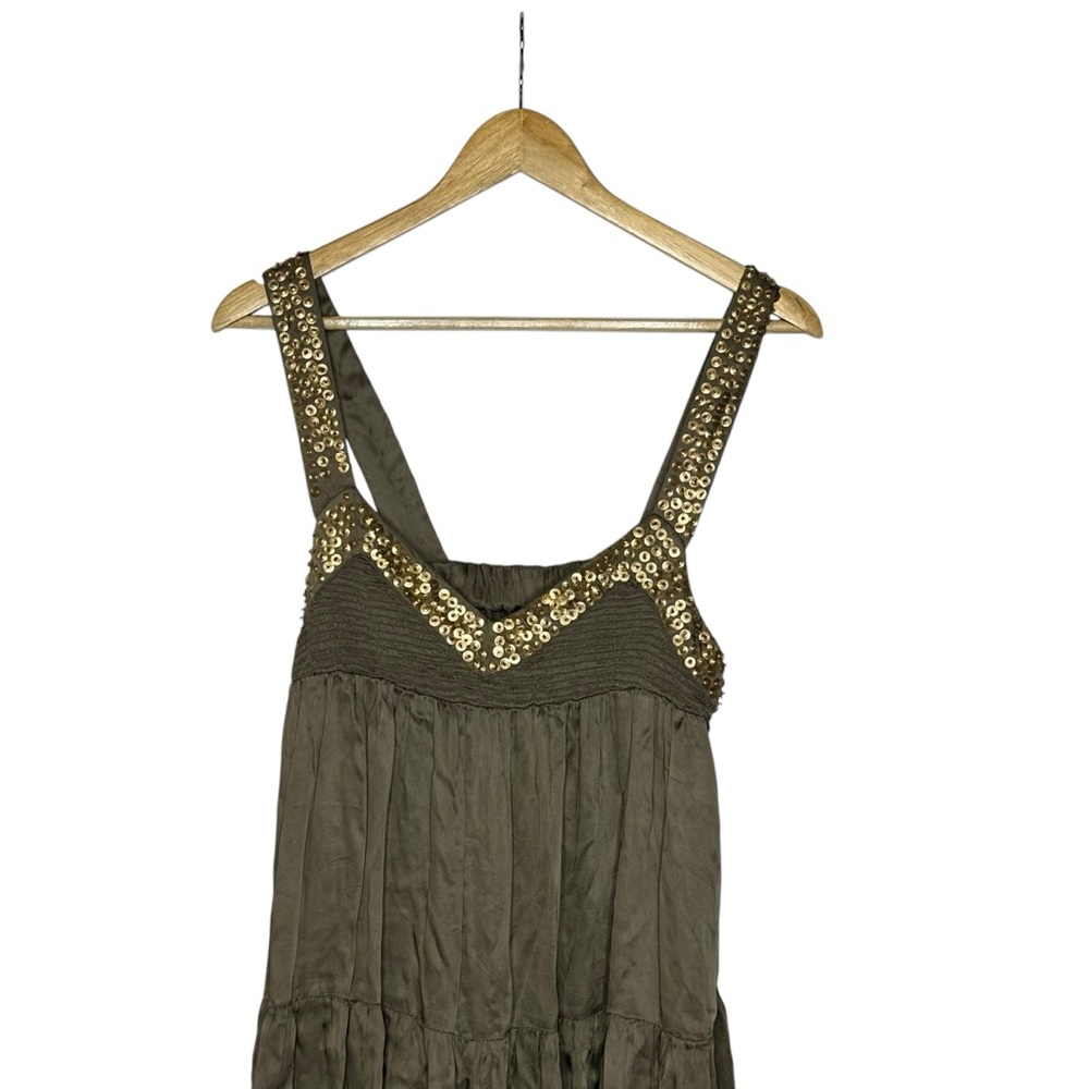 Like New Free People Isadora Studded Silky Maxi Dress olive green - Picture 7 of 15